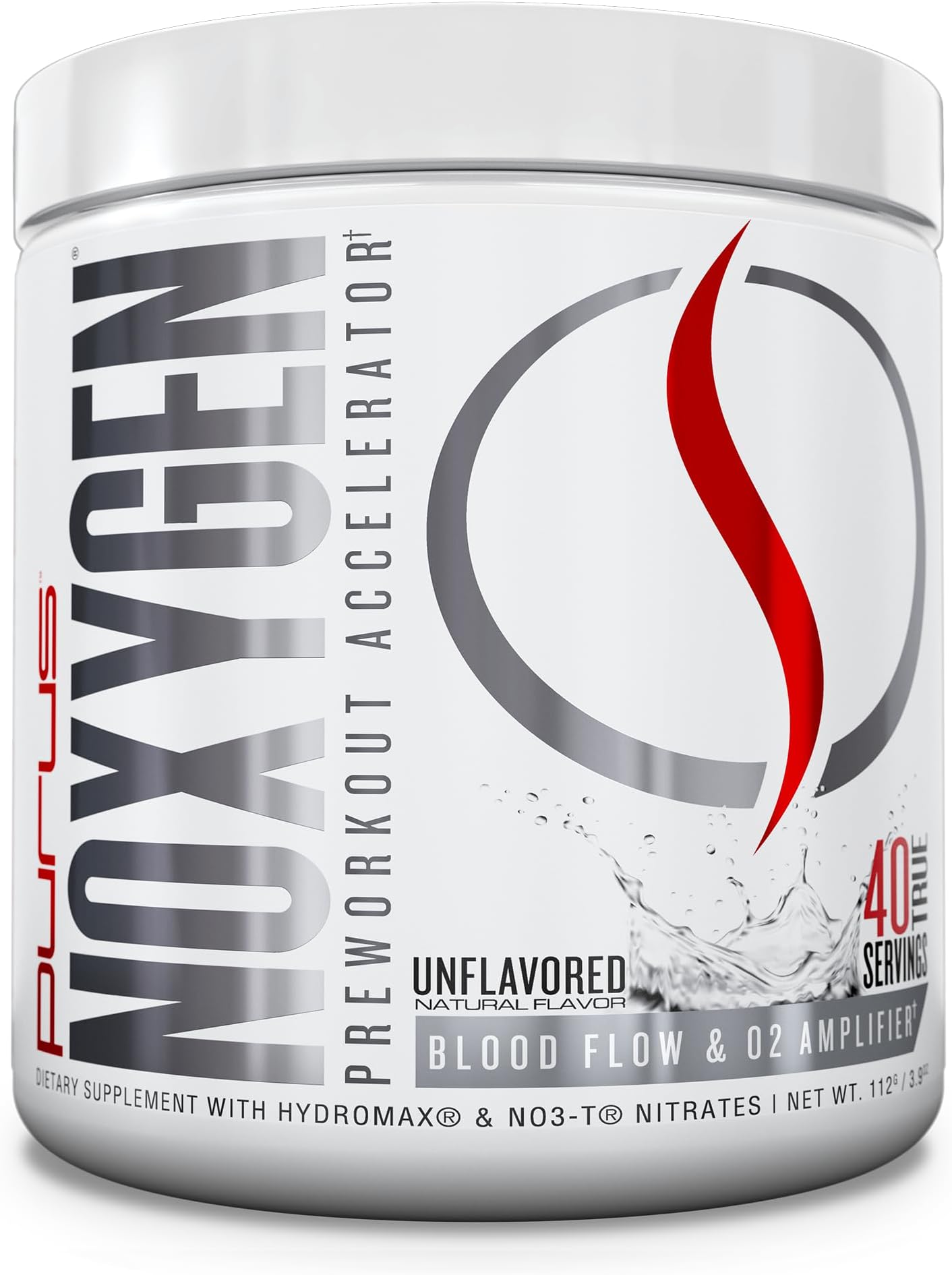 NOXygen Powder Pre-Workout Accelerator | Nitric Oxide Booster & Oxygen Amplifier | Hydromax Glycerol & NO3-T Nitrates | 40 Servings (Unflavored)