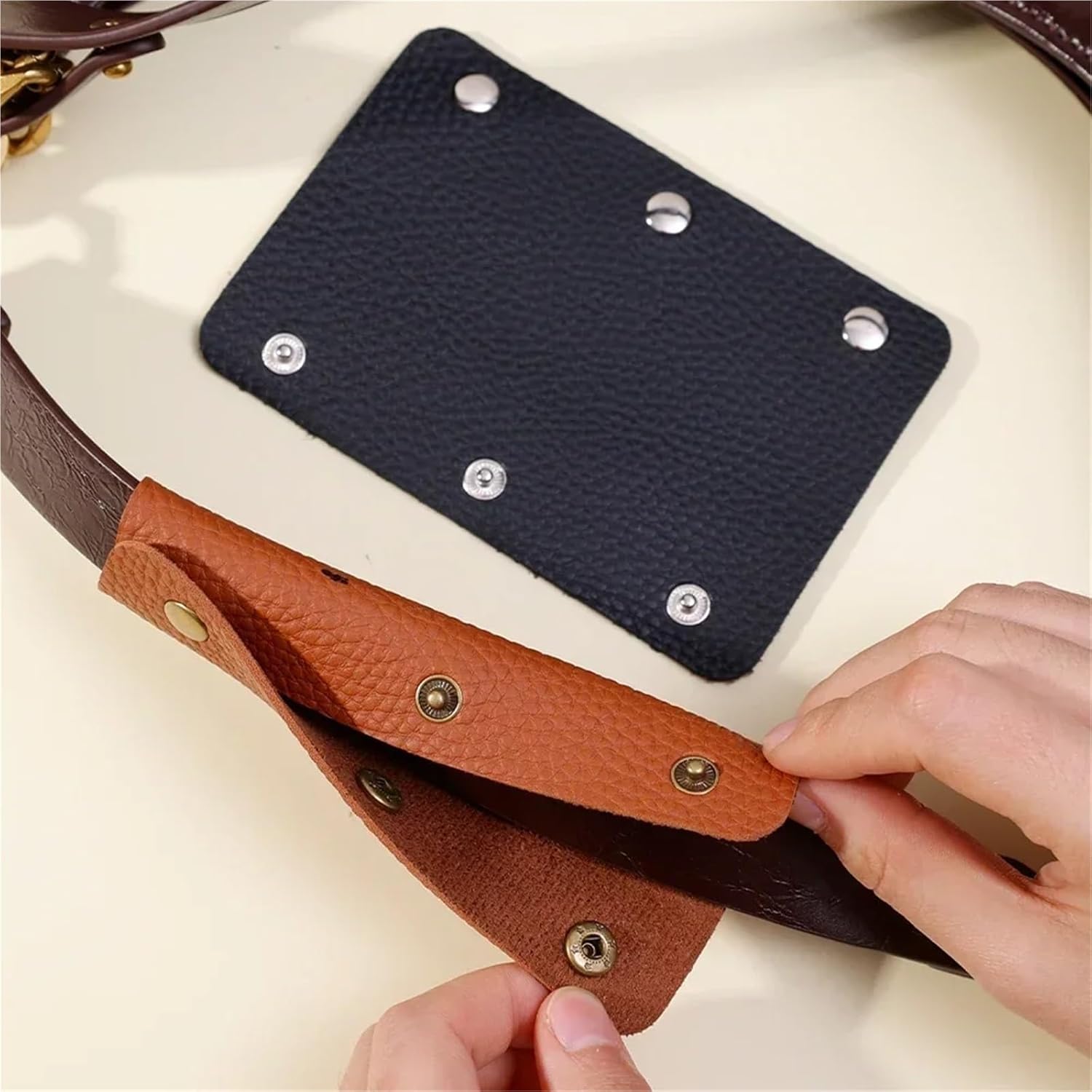 Leather Handle Wrap, 10pcs Anti-stroke Leather Cover Luggage Handle Wrap Bag Handle Protective(Brown)