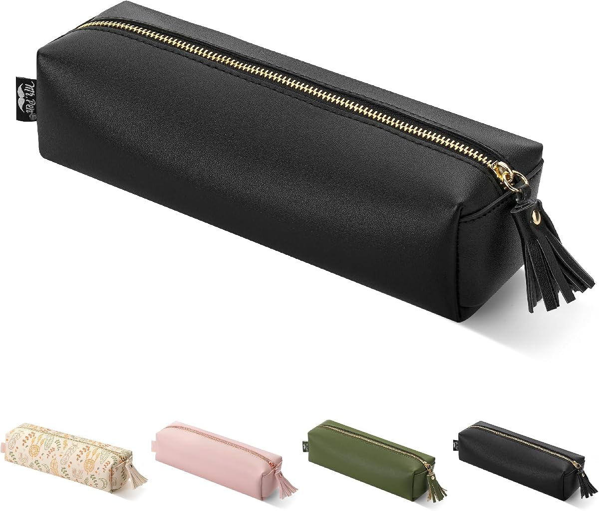 PU Leather Pencil Case, Black, Pencil Case Small Pencil Pouch | Aesthetic Pencil Cases