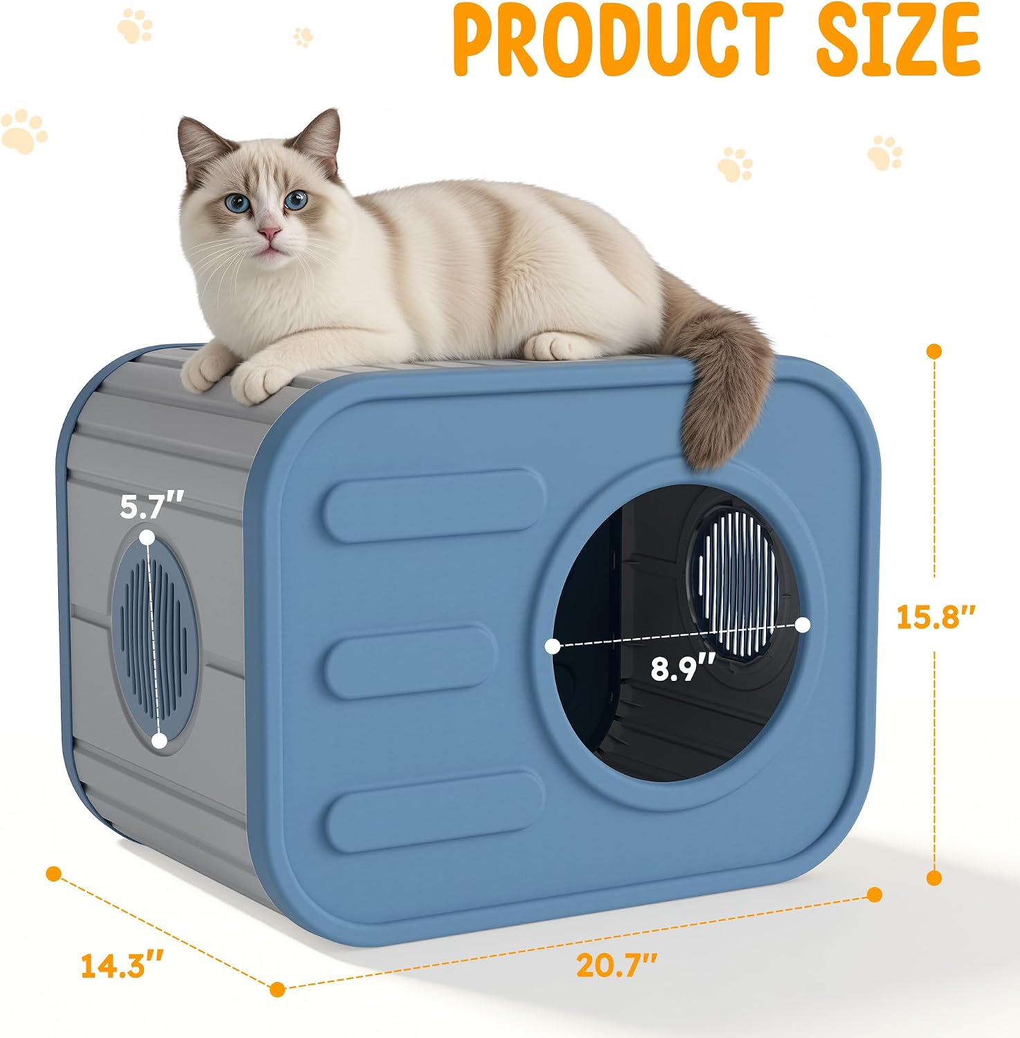 Feral Cat House for Outdoor Indoor Cats, Feral Outdoor Cat House Weatherproof, Sturdy Resin Outside Cat Shelter for Patio,Garden