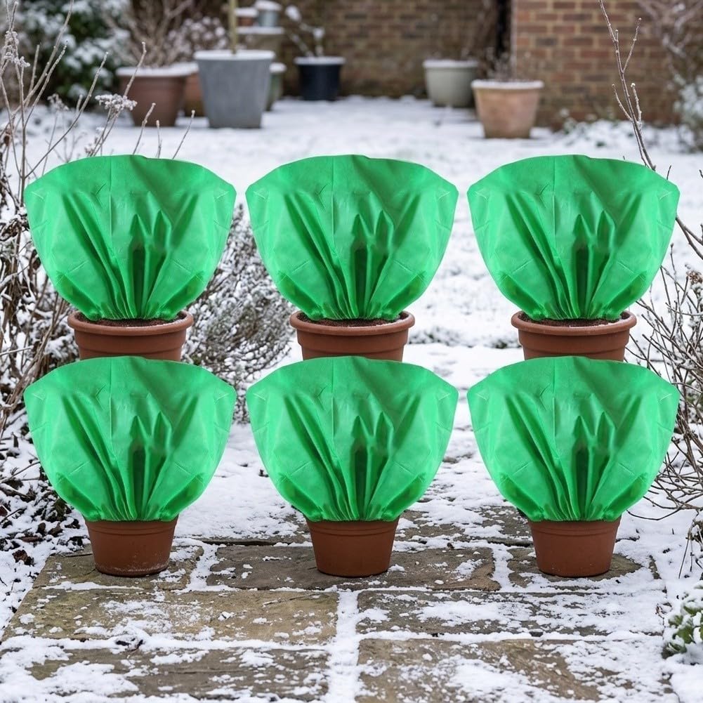 6 Fundas Macetas Invierno Antihielo con para cremallera 6 Fundas(Green)