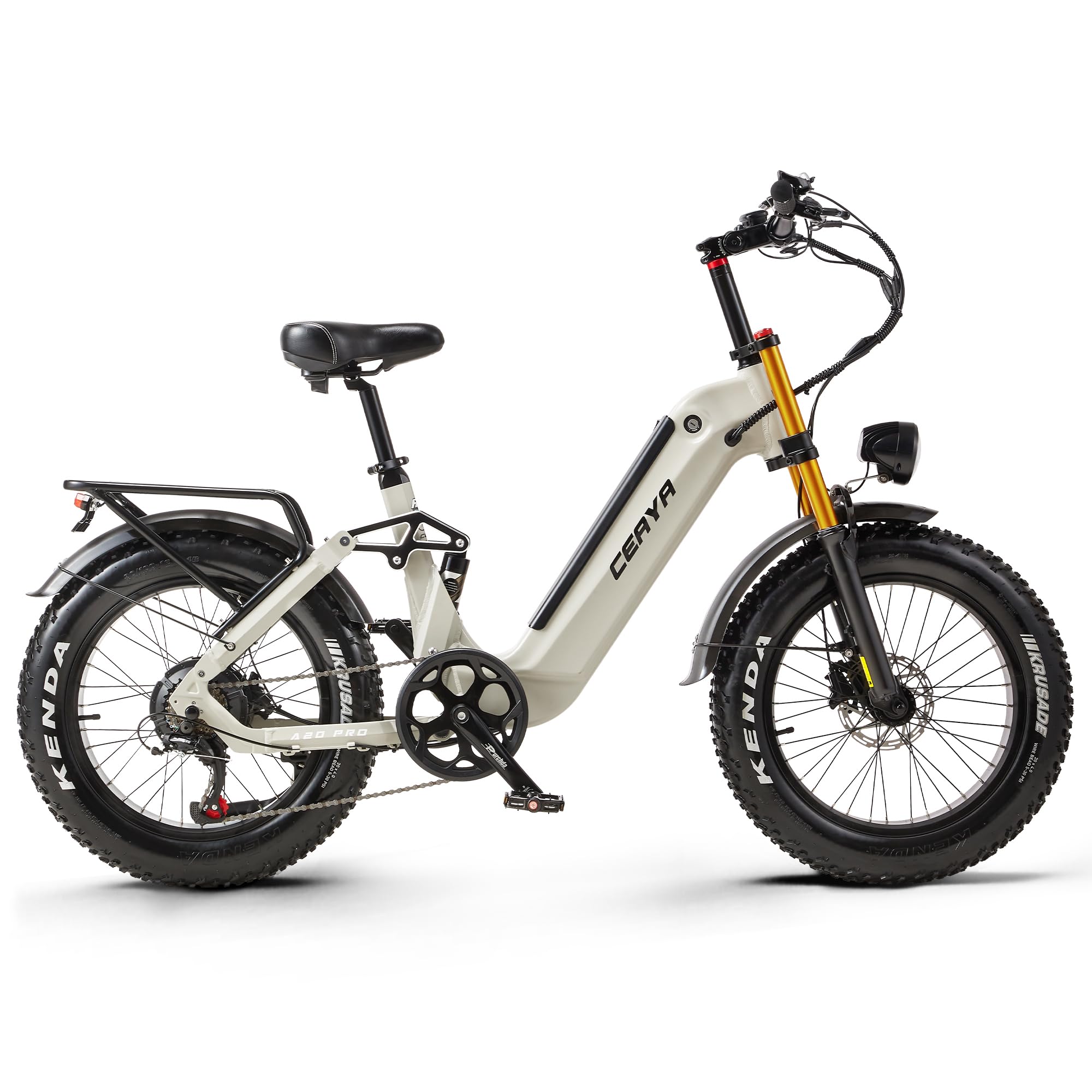 Vélo électrique pour Adultes VTT 20 Pouces E Bike avec Batterie 20 Ah, Double Suspension, 7 Vitesses, Gros Pneus Tout-Terrain, Autonomie jusqu'à 50-80 km