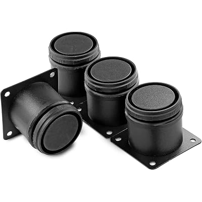 2 Inch Metal Furniture Legs Stainless Steel Adjustable Legs Black Metal Legs Round Cabinet Legs for Coffee Table Cabinet Desk Sofa Shelves, Pack of 4