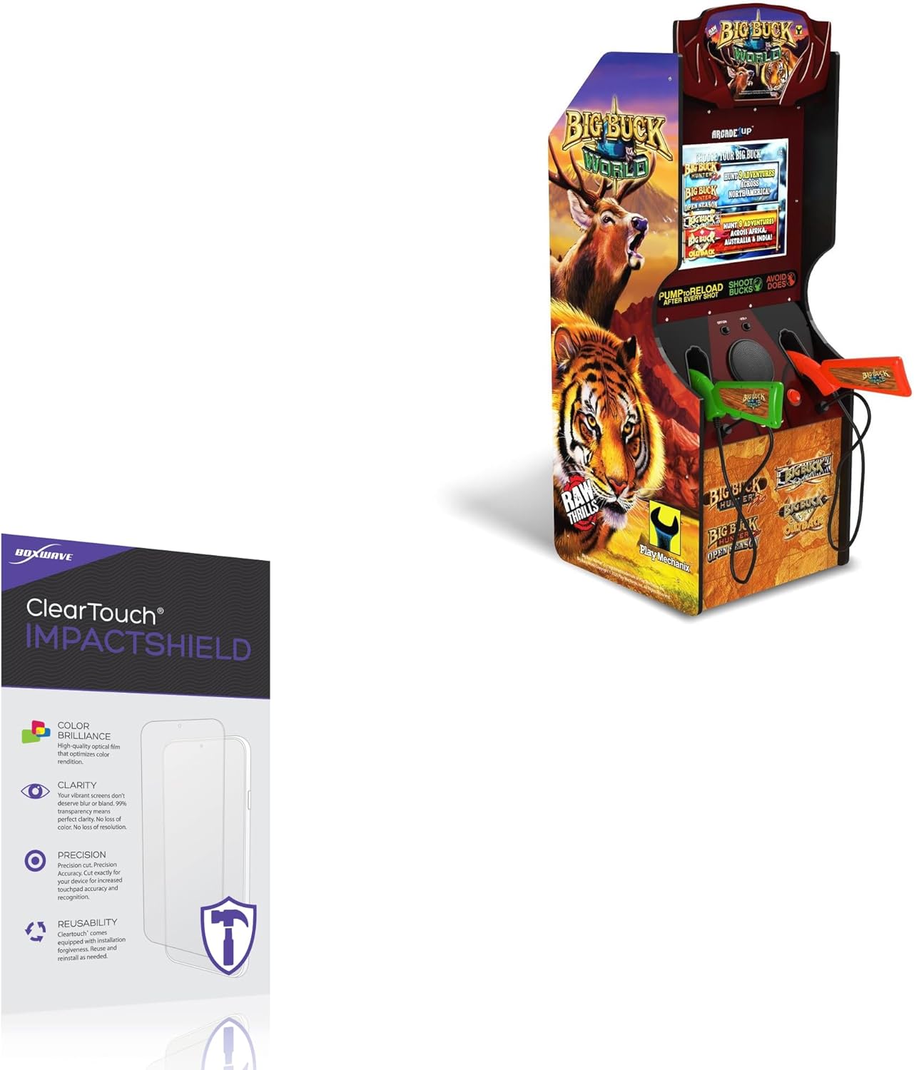 BoxWave Screen Protector Compatible with Arcade1Up Big Buck World Classic - ClearTouch ImpactShield (2-Pack), Impenetrable Screen Protector Flexible Film