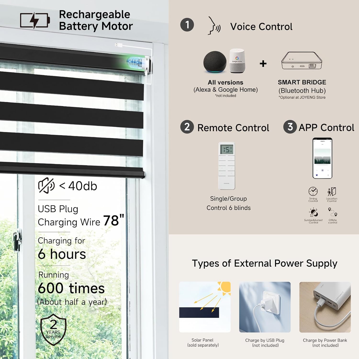 Motorized Zebra Blinds, Cordless Blackout Window Shades with Remote, Custom Dual Layer Smart Roller Shades with Alexa Google Assistant, Automatic Light Filtering Blinds,Luxury Black