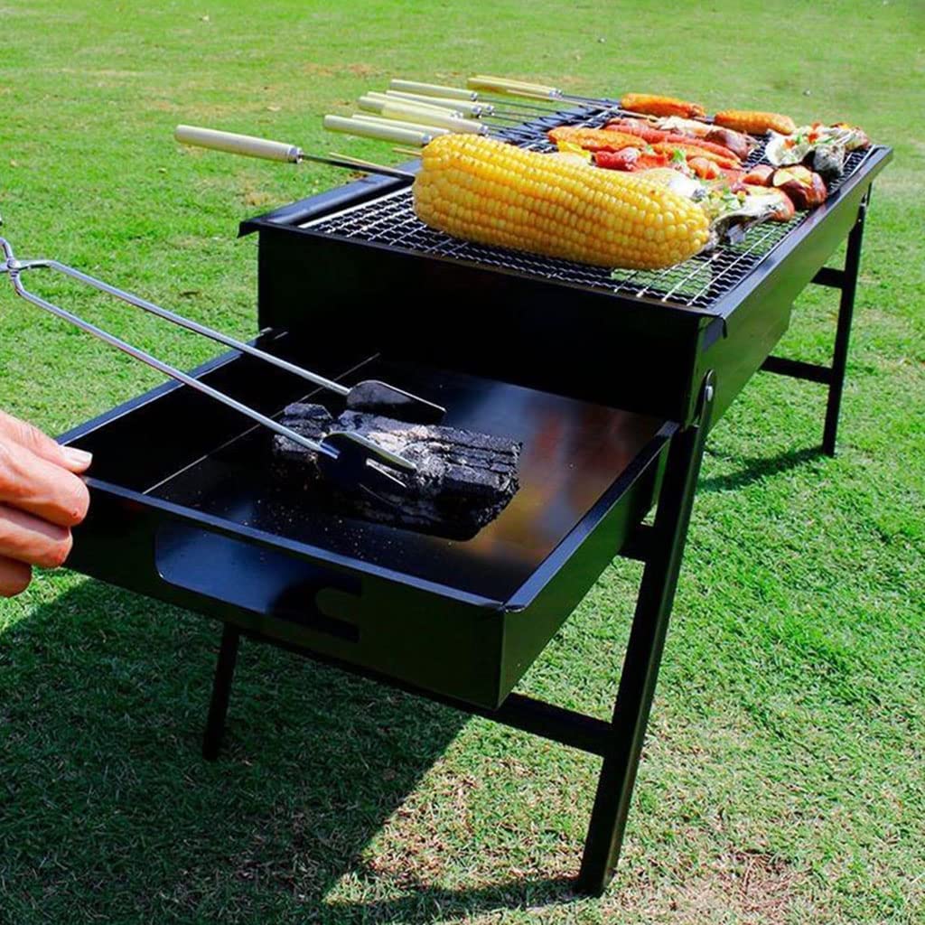 Grill na węgiel drzewny, przenośny grill ze stali nierdzewnej, do gotowania na zewnątrz, domowy grill ze stali węglowej premium, z wysuwaną konstrukcją