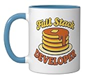 Funny Programmer Developer Men Women Coding Full Stack Pun Ceramic Mug, Blue/White