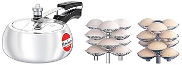 Hawkins Contura Inner Lid Pressure Cooker, 2ltr (HC20)&Hawkins Idli Stand - 12 Mini Idlis, (For 3ltr and bigger Pressure Cooker),&Hawkins Idli Stand - 12 Idlis, (For 5ltr and bigger Pressure Cooker)