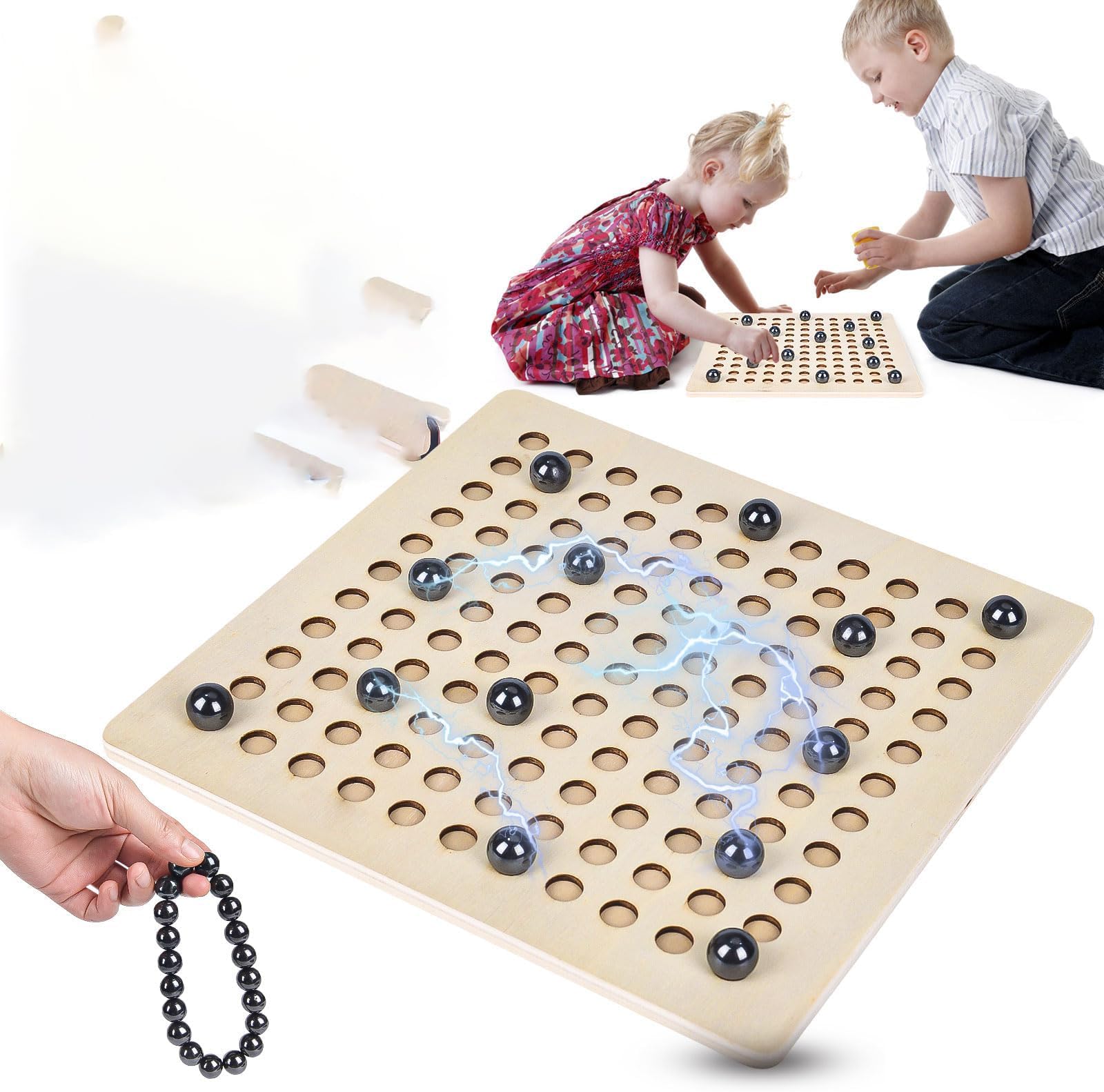 NALACAL Magnetic Chess Game, Magnet Chess Board Game, Infinity Game Table Magnetic Balls, Travel Chess Stones Set Party Supplies for Family Gathering(B)
