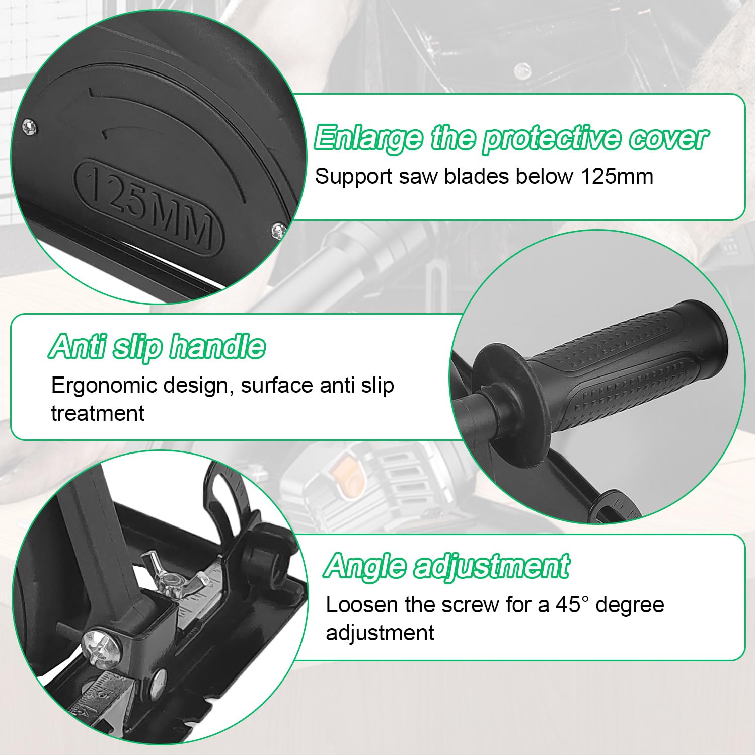 Kit Supporto Smerigliatrice Angolare 5 Pezzi - Base Taglio Regolabile 0-45&deg;, Per Legno E Metallo