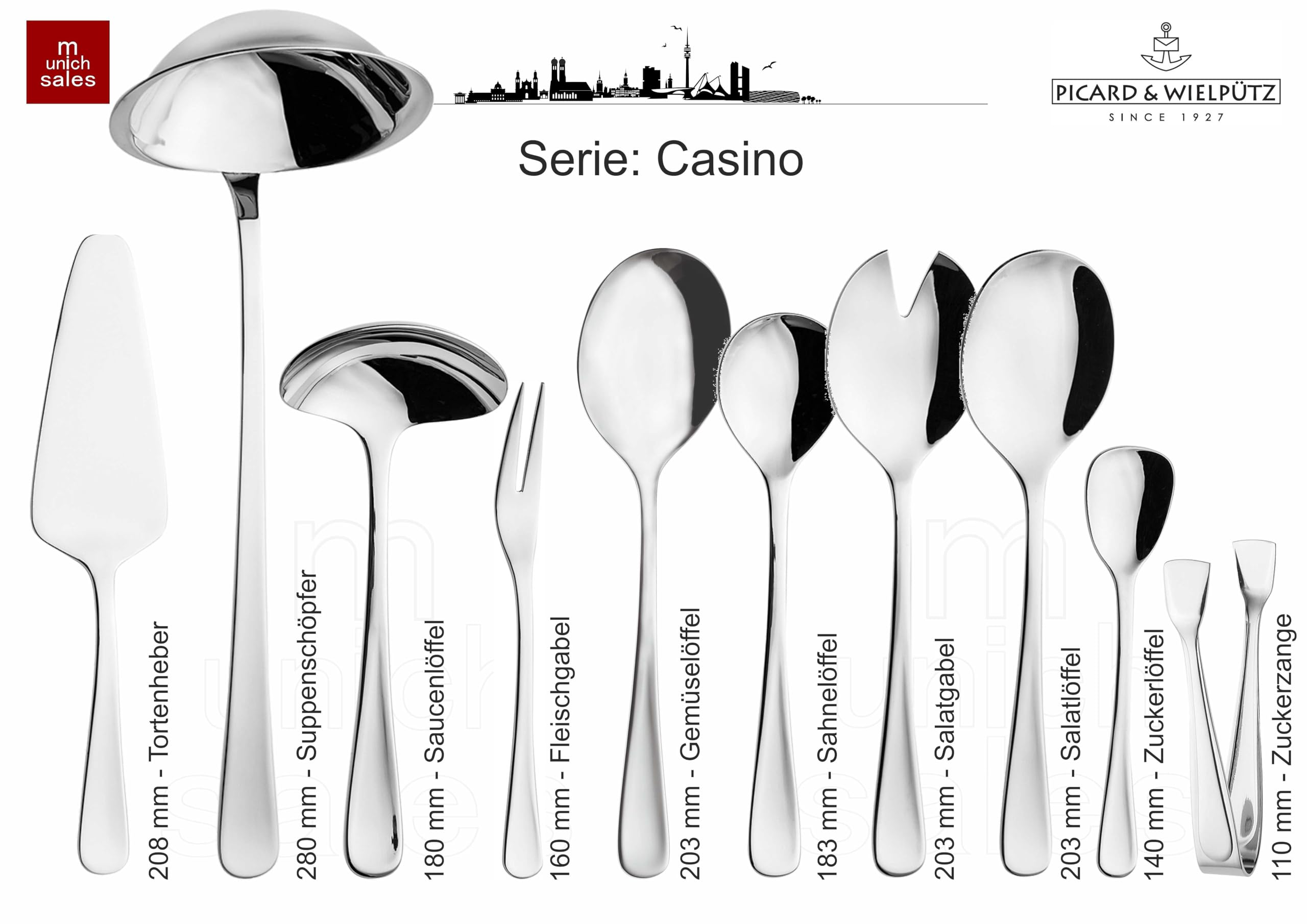 Picard & Wielpütz - Set di 6 posate della serie Casino 6142 in scatola regalo nera con chiusura magnetica