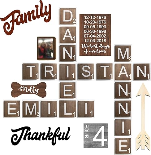 Large Square 8 x 8 Tiles, Huge Wooden Ready to Hang Tiles, Wall Decor, Farmhouse Style, Letter Tile Pieces, Personalized Sign, Wooden Letters