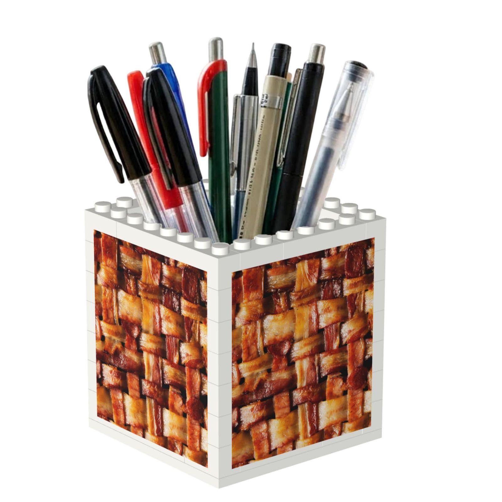 Poadnly Bacon Meat, Pen Pot Pencil Holder for Office Home School, Compact Desk Organiser for Office Stationery
