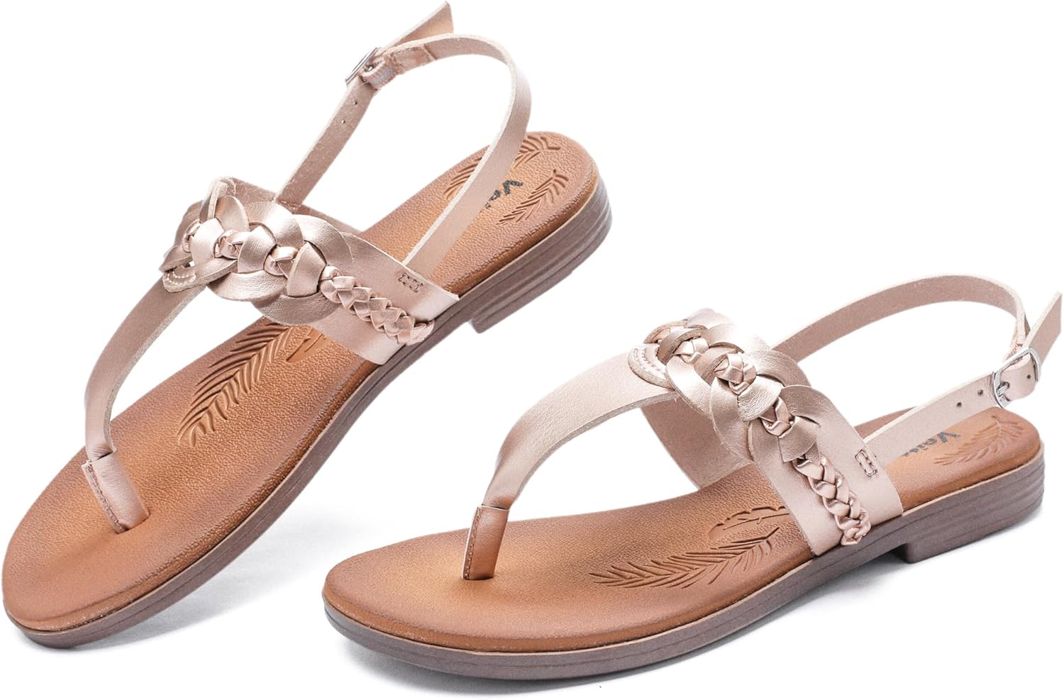 Veittes Women's Casual Flat Slide Sandals - Comfortable Slip-On with Ankle Strap,Round Open Toe lightweight Summer Beach Thong Sandals. - Image 4