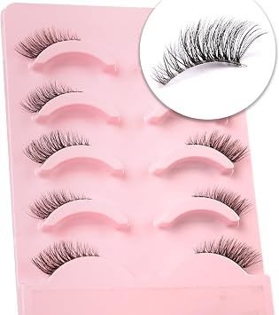 Himirell False Eyelashes Half Lashes Cat Eye Strip Natural 1/2 Lashes Short Fluffy Accent Tatti 3/4 Lashes Wispy Fake Eyelashes Set