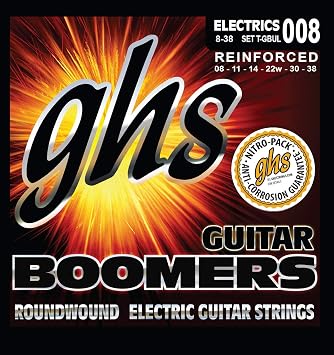 GHS Strings Guitar Boomers Electric Guitar Strings T-GBUL Set,Gold, Ultra Light, 8-38