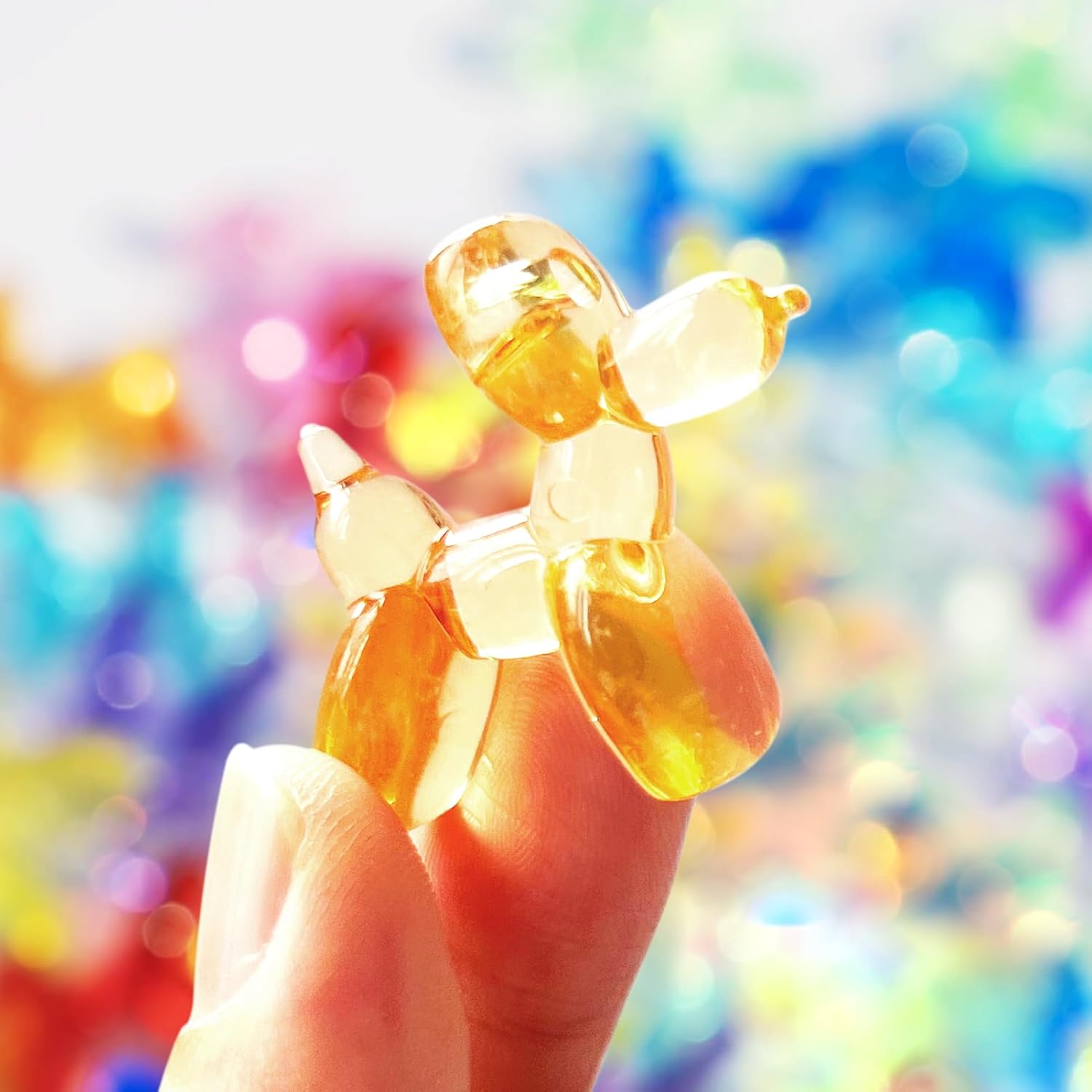 70 Pcs Mini Resin Balloon Dog Figurine to Hide Small Acrylic Bulk Balloon Animal Toys Crafts 8 Color Mixed with Holes for Party Favors Statue Decor Charm Keychain - Image 3
