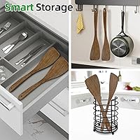 Vista 5 de 2 piezas de espátulas de madera, espátulas de freír planas de madera de 12.8 pulgadas, espátula de madera de mango largo para utensilios de cocina