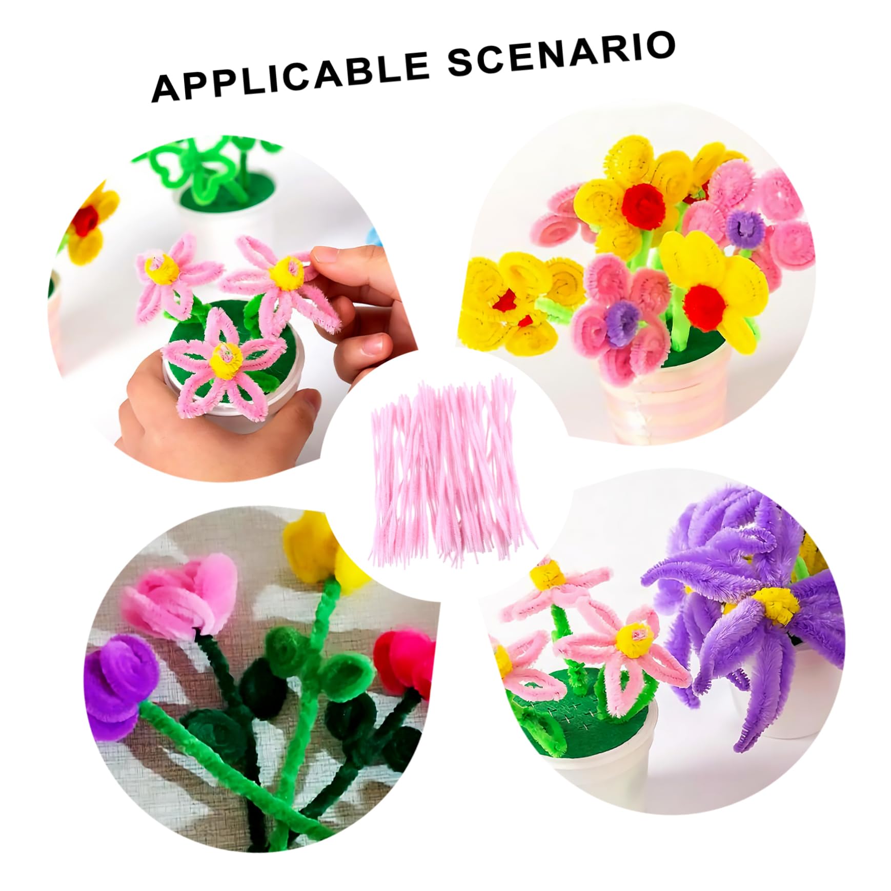 CIMAXIC 200Pcs Chenille Stems Craft Strips for Handmade Projects Durable and Flexible Pipe Cleaners for Decorations Dolls and Party Supplies