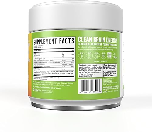 Miniatura 7 de BrainJuice Nootropics Suplemento de apoyo cerebral, polvo sin gluten para energía y concentración, mezcla de bebida con L teanina, Alpha GPC,
