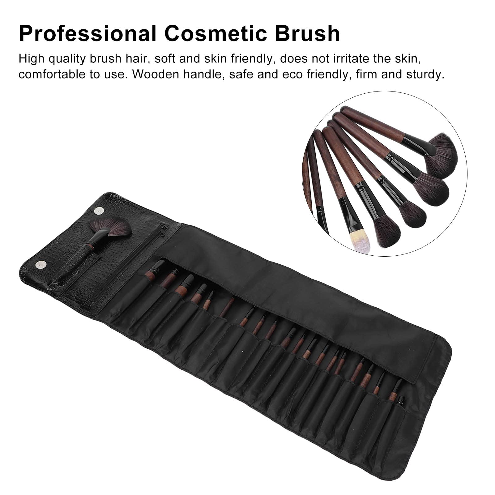 Set di 21 pennelli trucco con manico in legno, kit professionale di pennelli cosmetici per fondotinta, blush e ombretto, setole morbide con borsa di conservazione, per uso