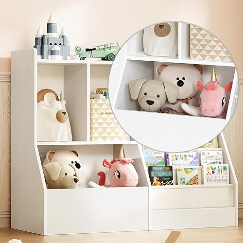 Miniatura 7 de Estantería y almacenamiento de juguetes para niños de 39.4 pulgadas, estante de 7 capas para libros, estantería para niños, estantería para niños,