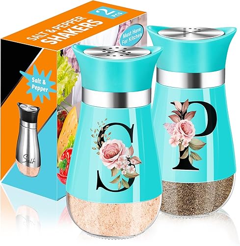 Miniatura 10 de Juego de saleros y pimenteros, accesorios de cocina rojos de 4 onzas, dispensador de especias de acero inoxidable y vidrio, diseño clásico, diseño