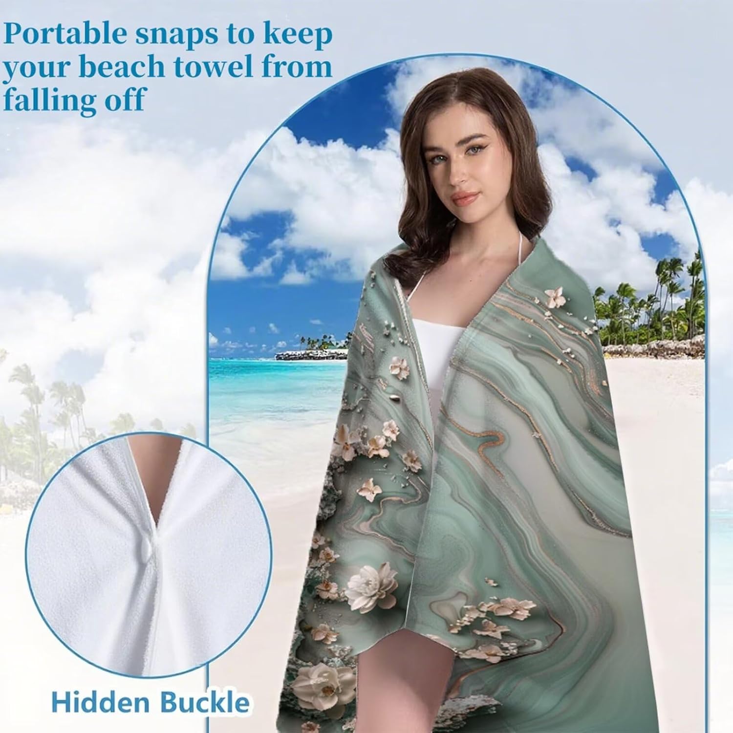 Beach Towel 100x180cm Bath Towels, Quick Dry Microfiber Towel, Sand Free, Super Absorbent, Lightweight, Compact Design, Towels for Bathroom Travel, Pool, Gym, Camping, Beach Vacation Essentials A2-425