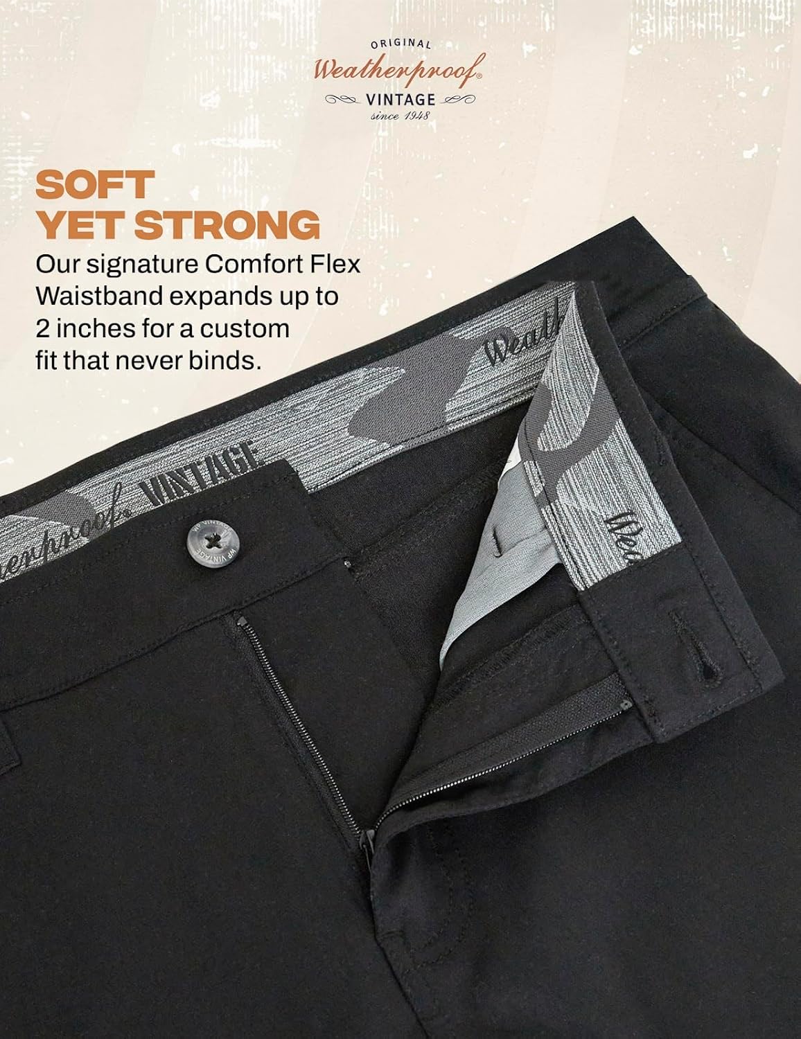 Weatherproof Vintage Mens Casual Pants - Regular Fit Ultra Stretch Flat Front Chinos | Lightweight Work & Travel Pants - Image 5