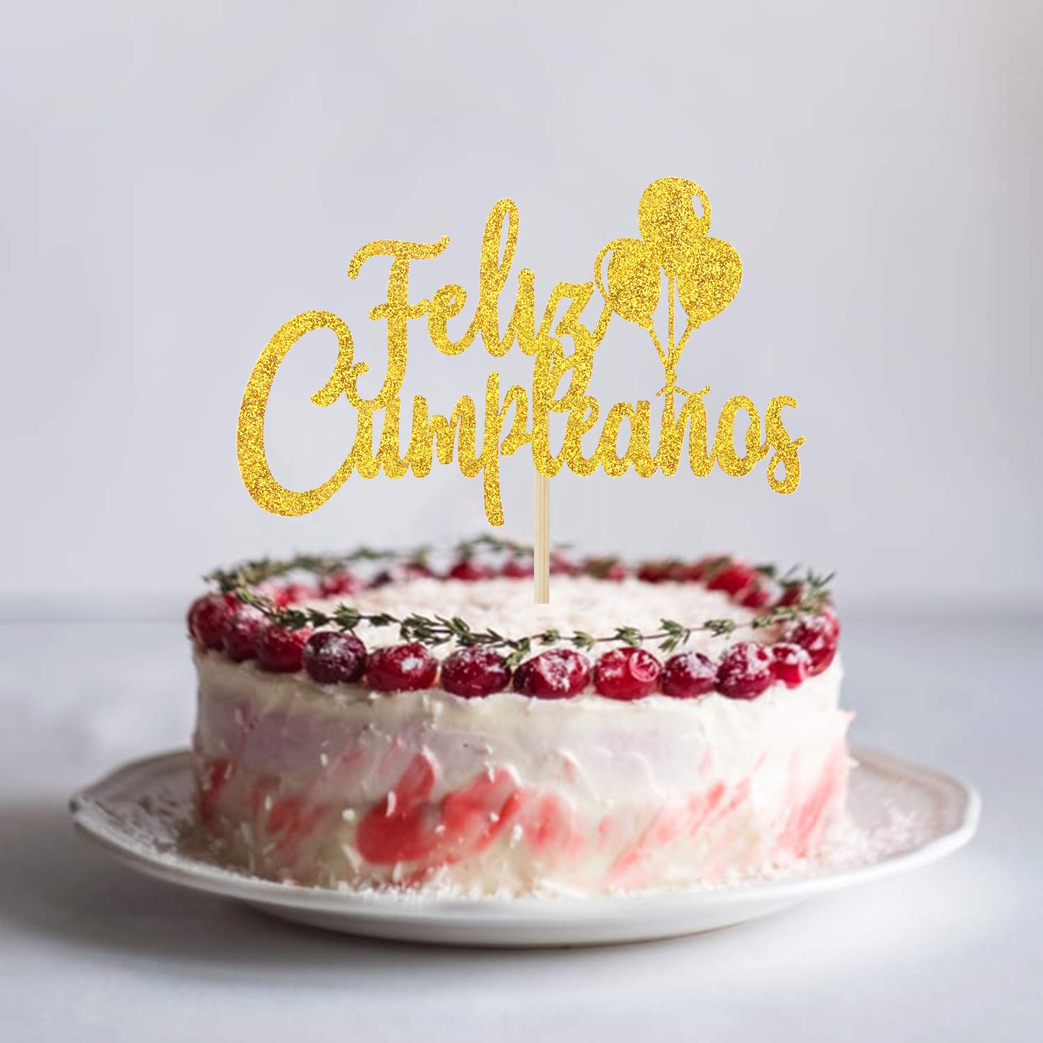 Gold Glitter Feliz Cumpleaños Cake Topper - Spanish Happy Birthday Decoration For Fiesta Theme Parties, Single-Sided - View #7