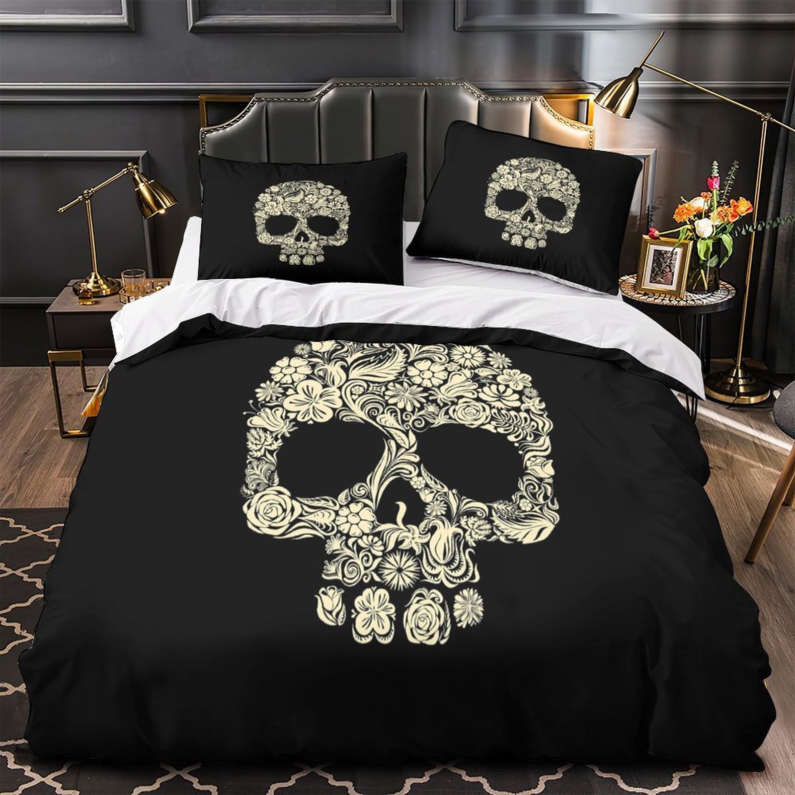 Housse de couette respirante ultra douce 200x200 motif floral 3D