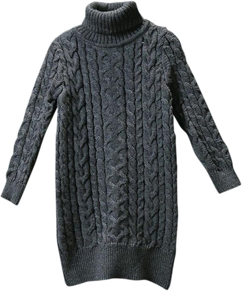 Raptop Kids Baby Girl Winter Warm Oversized Turtleneck Knitted woolen Long Pullover Sweater Baggy Tops Dress