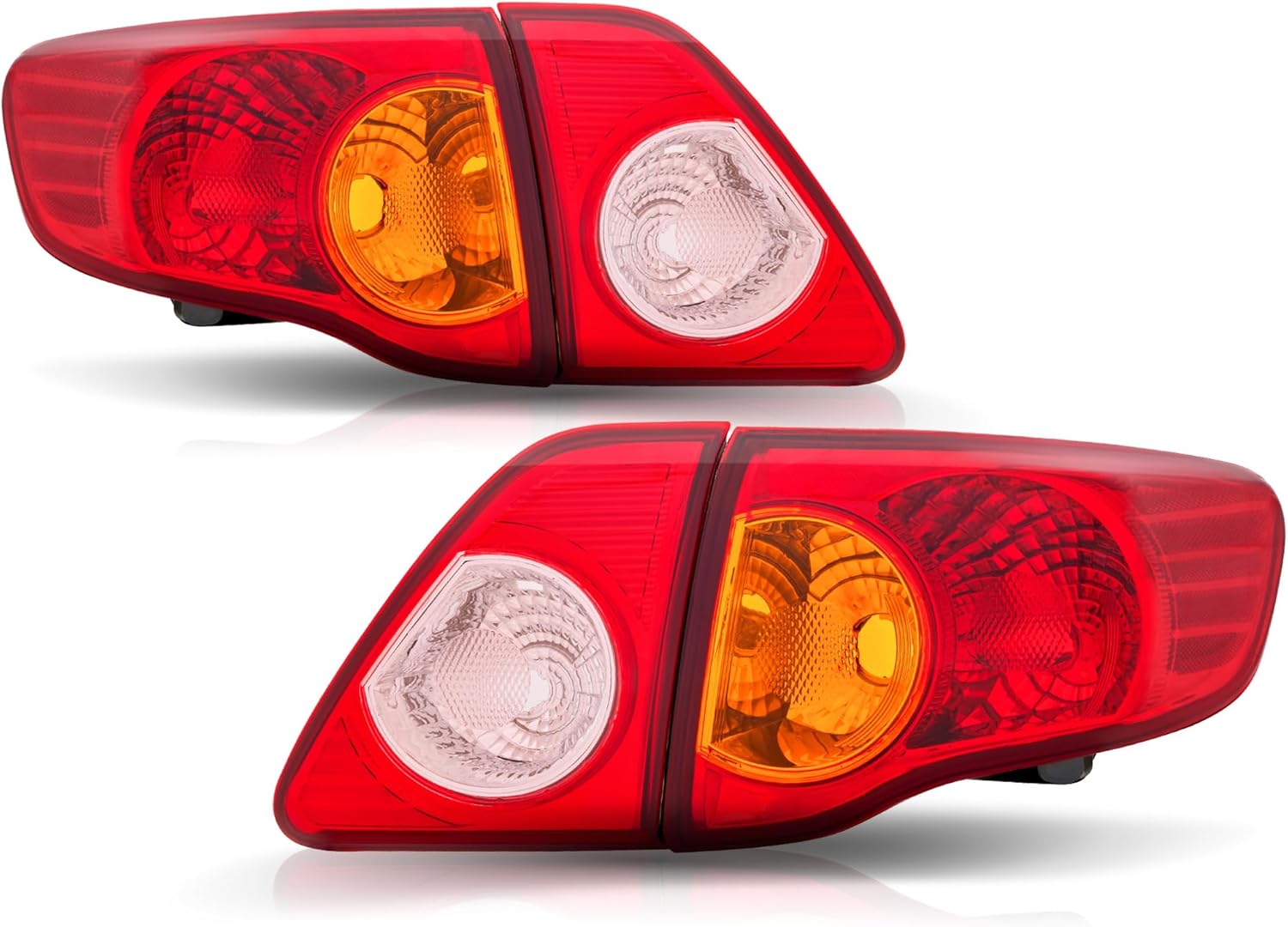 For 2009 2010 Toyota Corolla Tail Lights Assembly Inner+Outer Taillights Driver & Passenger Side, Rear Brake Lamp 4Pcs, Red