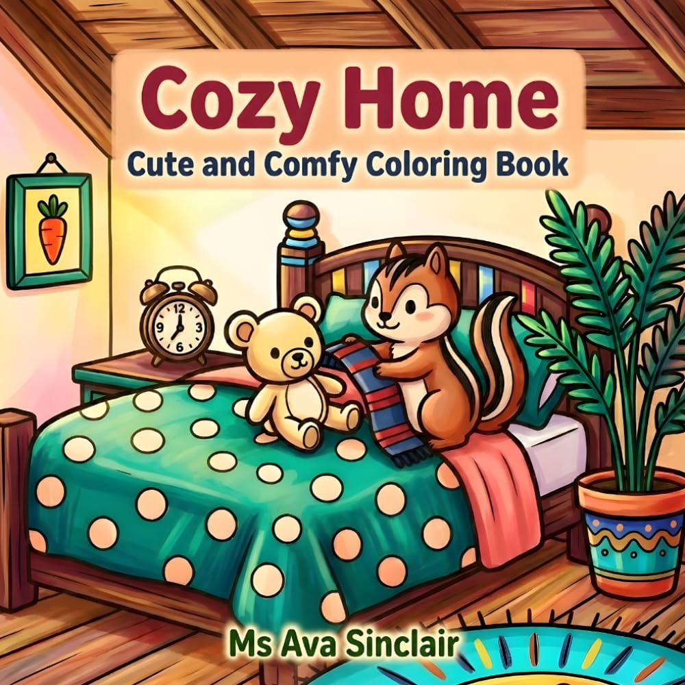 Cozy Home: Cute & Comfy Coloring Book for Adults and Kids