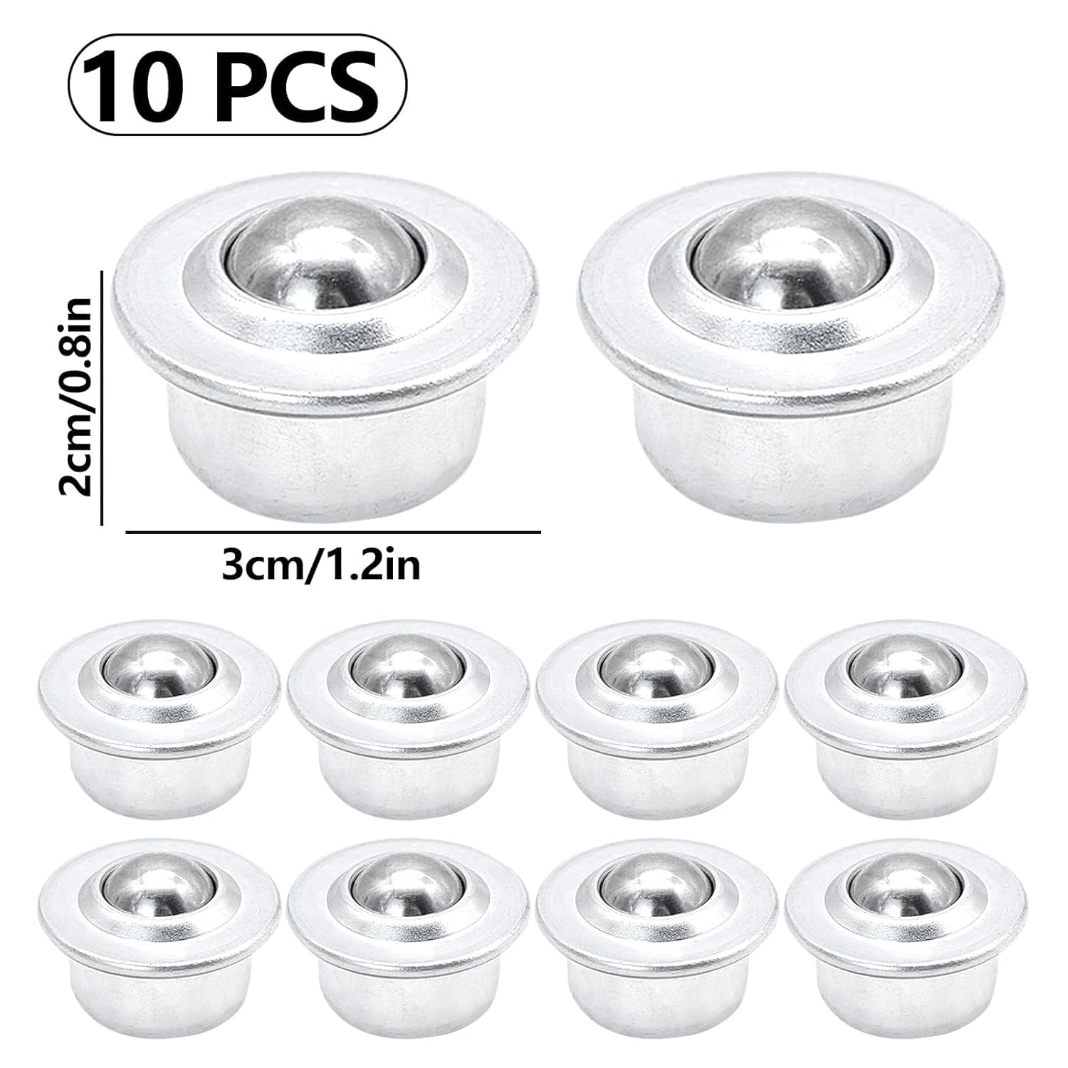 10 piezas Transferencia de bolas de acero inoxidable Ruedas de bolas universales Rodamiento Transportador Ruedas universales para muebles