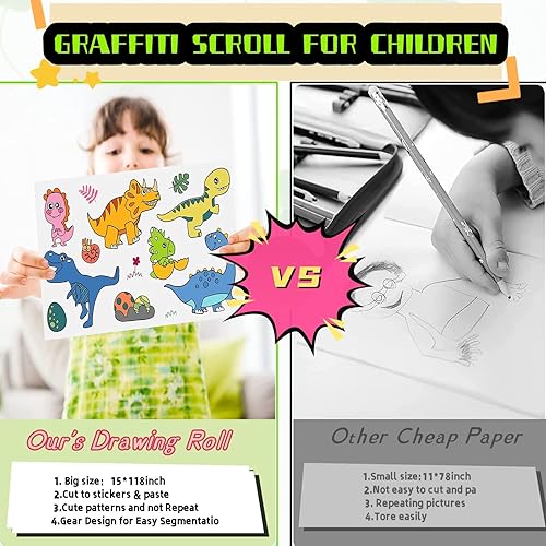 Miniatura 6 de Childrens Drawing Roll Paper for Kids,Coloring Paper Roll DIY Painting Color Filling Paper,Children's Drawing Roll Sticky Drawing Art Paper Crafts,