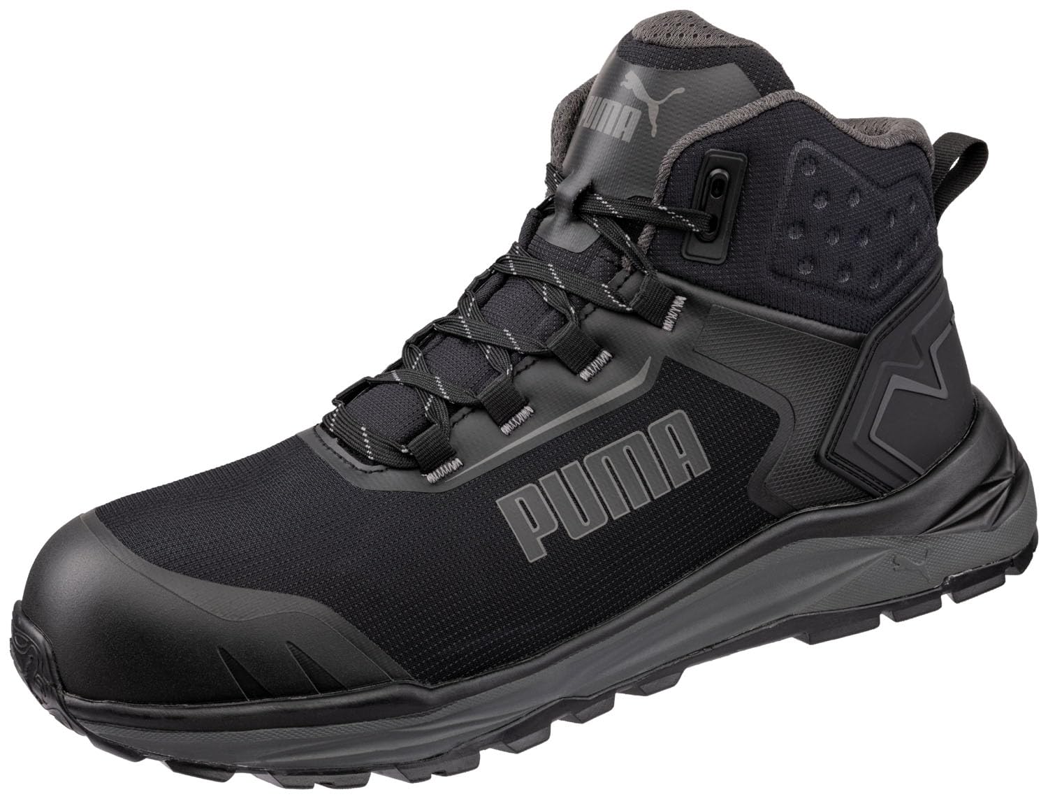 PUMA Mens Black/Grey Fusion Composite Toe SRO High-Top Athletic