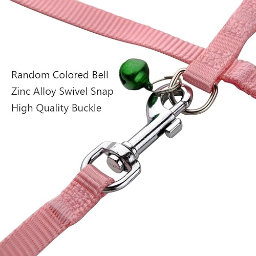 Miniatura 3 de Paquete de 2 correas de arnés de conejo  Correa ajustable de nailon suave para animales pequeños, para caminar, correr al aire libre, con campana