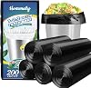 Hommaly 1 Gallon (Fit 1-1.2 Gal)200 pcs Small Clear Trash Bags, Strong 0.8Gallon,1.2 Gallon 1.3Gallon Garbage Bags,Bathroom Trash Can Bin Liners,Mini Bags for Waste Basket Liner,Fit 4.5,5 Liters