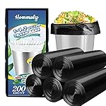 Hommaly 1 Gallon (Fit 1-1.2 Gal)200 pcs Small Black Trash Bags, Strong 1.2 Gallon Garbage Bags,Bathroom Trash Can Bin Liners,Mini Plastic Bags for Office,Waste Basket Liner,Fit 4.5,6 Liters-Black