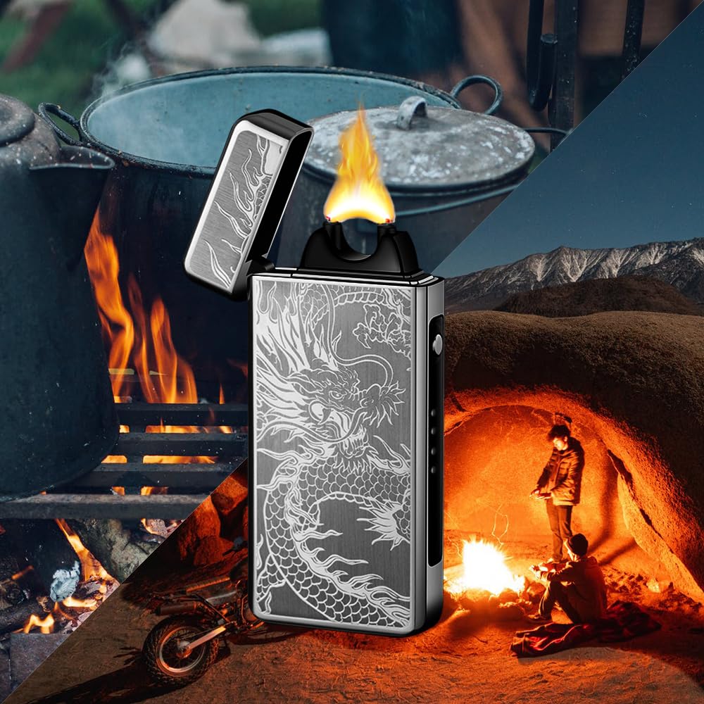 Accendino elettrico al plasma ricaricabile tramite USB SKRFIRE Dragon - Torcia ad arco - Accendini freschi antivento ad alta potenza, in confezione regalo, per compleanno, regalo per uomini e donne
