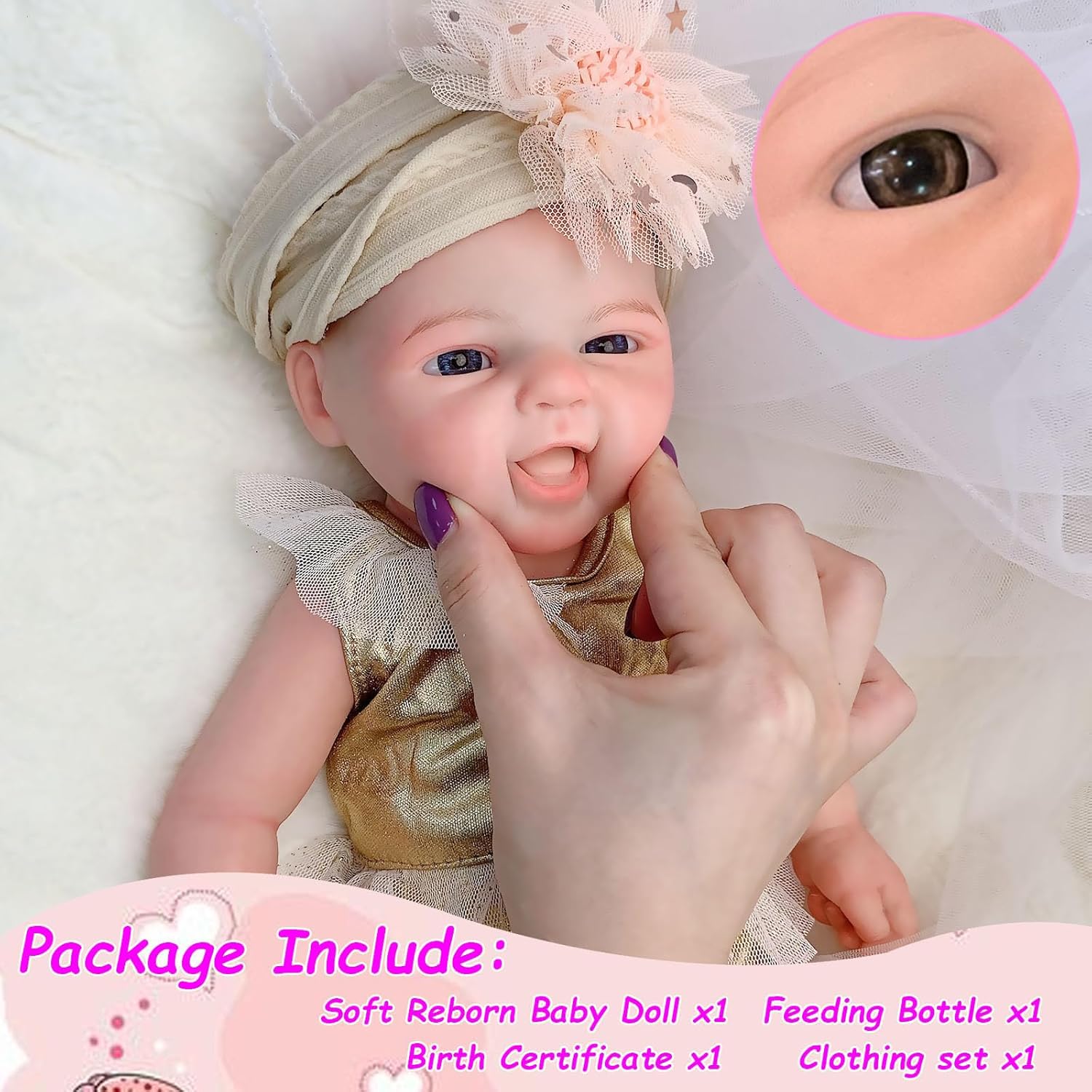Lifelike Reborn Baby Dolls 16Inch Full Body Solid Silicone Baby Girl Dolls Realistic Handmade Newborn Baby Dolls Anatomically Correct