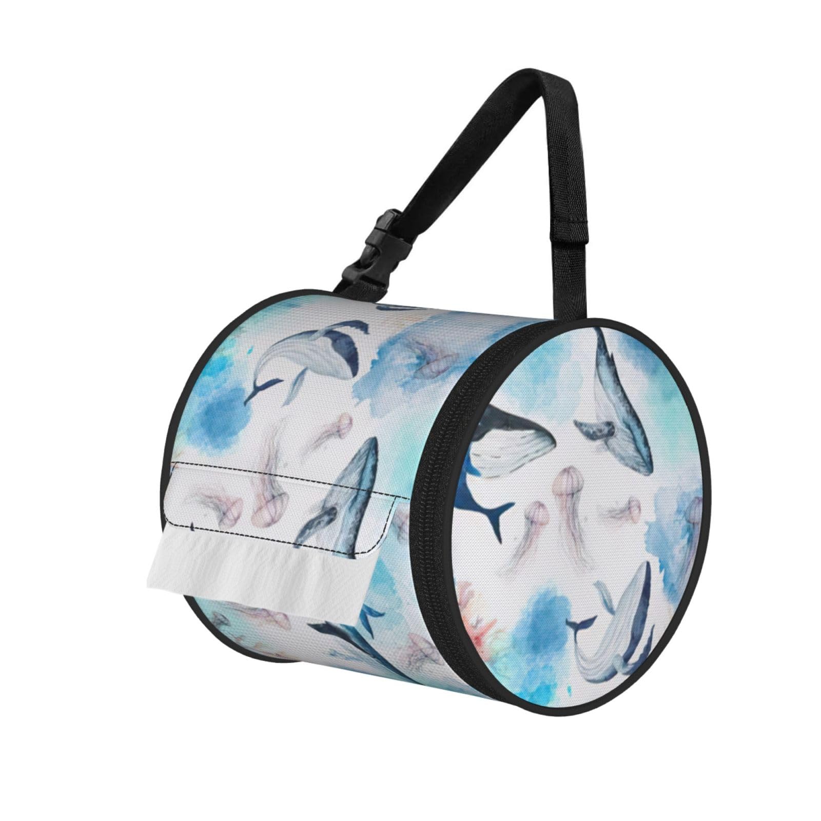 Sea Whale And Jellyfish Print Fashion Tissues Organizer Box, Hanging Tissue Holder For Purse Coins For Car Office Daily Outing