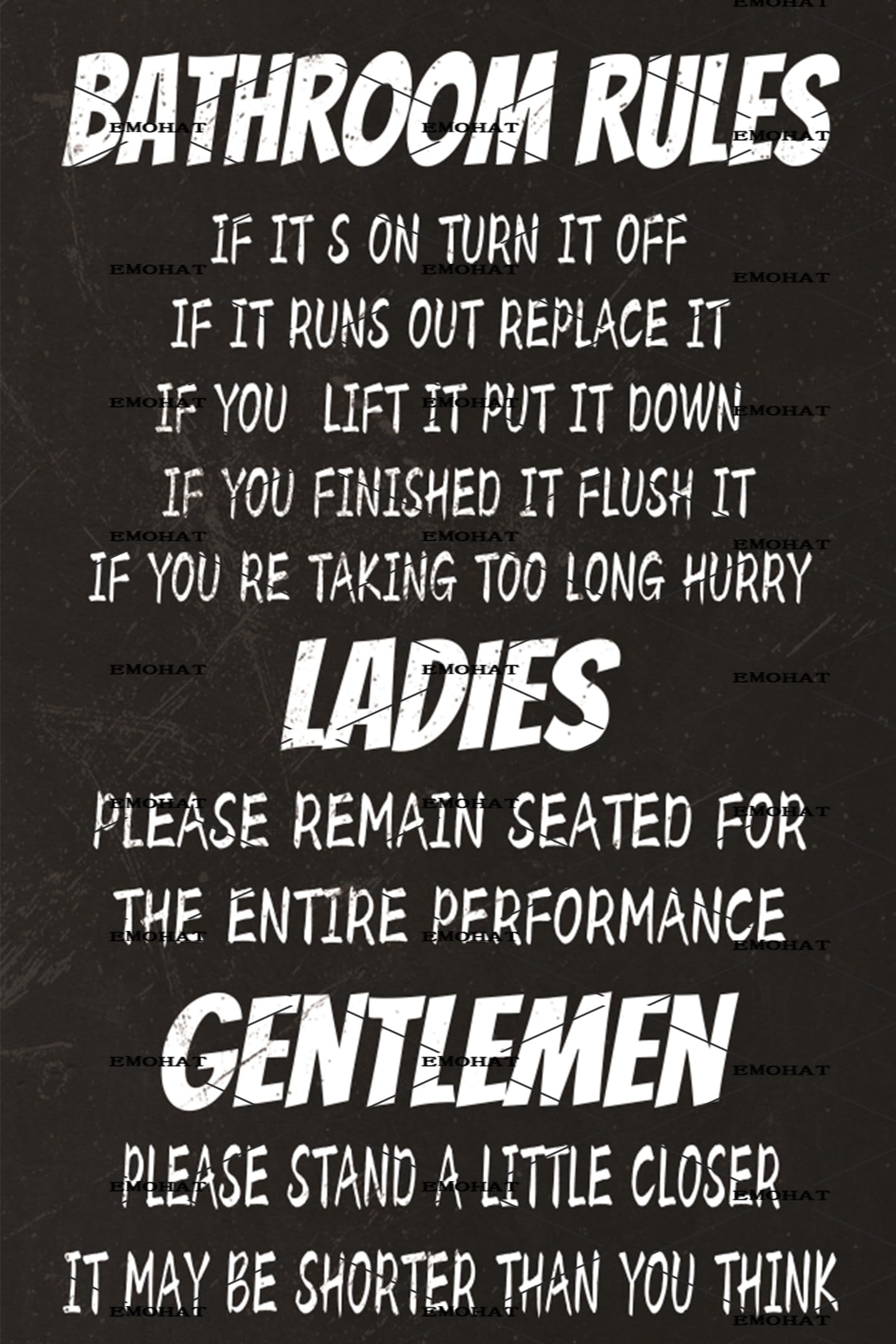 EMOHAT Bathroom Rules Metal Tin Sign Bathroom Vintage Retro Decorations Wall Art Posters 12x8 Inches