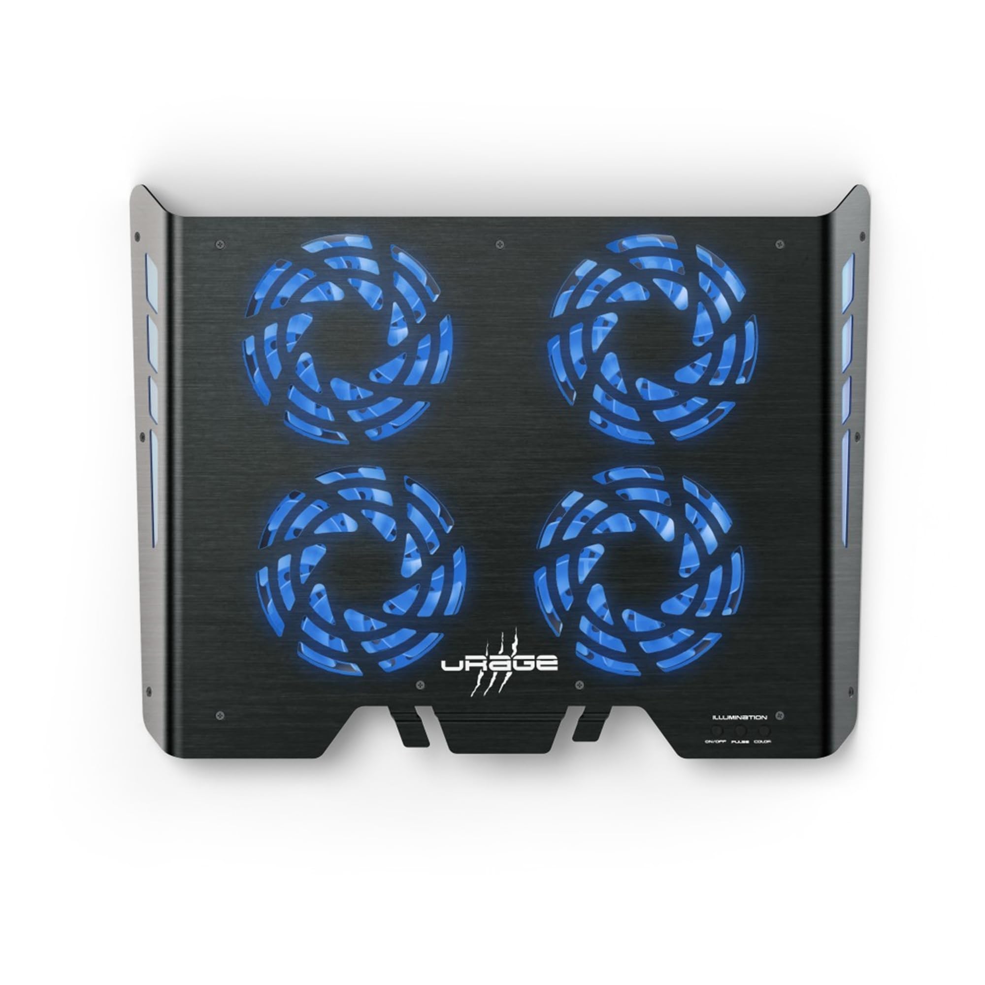 uRage Gaming-Notebook-Kühler Freezer 600 Metal, 4 leistungsstarke Lüfter, LED-Beleuchtung, für Notebooks bis 17,3'', Oberfläche aus Metall, Aluminiumgehäuse, rutschfest, schwarz