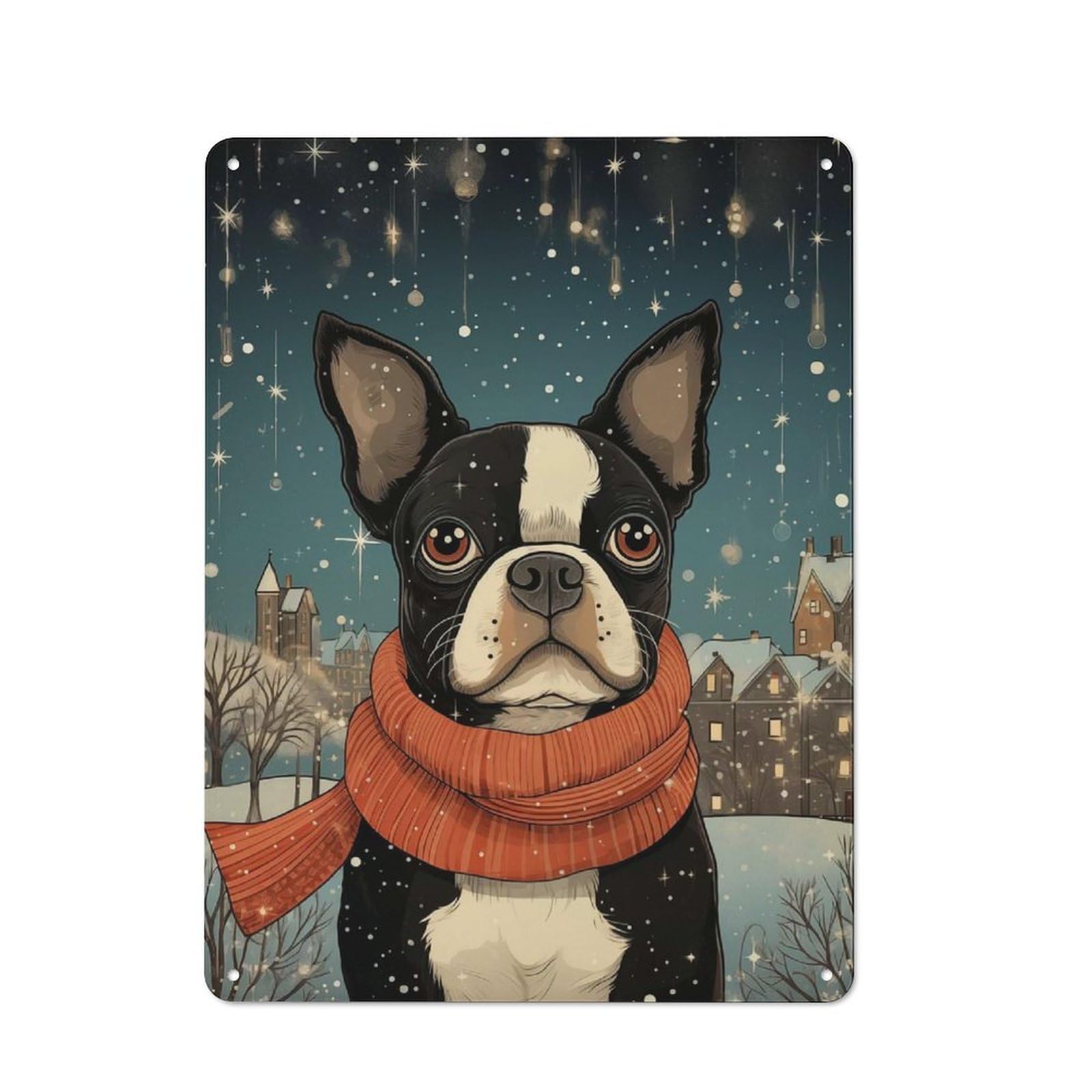 Junmoney Boston Terrier Art Piece For Man Cave Or Games Room, Retro Metal Plaque 40X30cm, For Metal Sign Collectors, For Garage And Workshop Walls