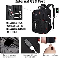 Vista 3 de Shrradoo Mochila de viaje extragrande para laptop, 52 litros, con puerto de carga USB, para portátiles de 17 pulgadas, para hombres y mujeres