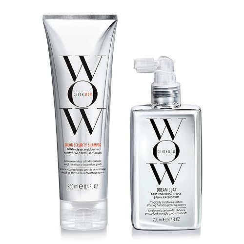COLOR WOW Paquete sin encrespamiento definitivo el galardonado dúo DREAM COAT y champú de seguridad de color para un cabello duradero sin