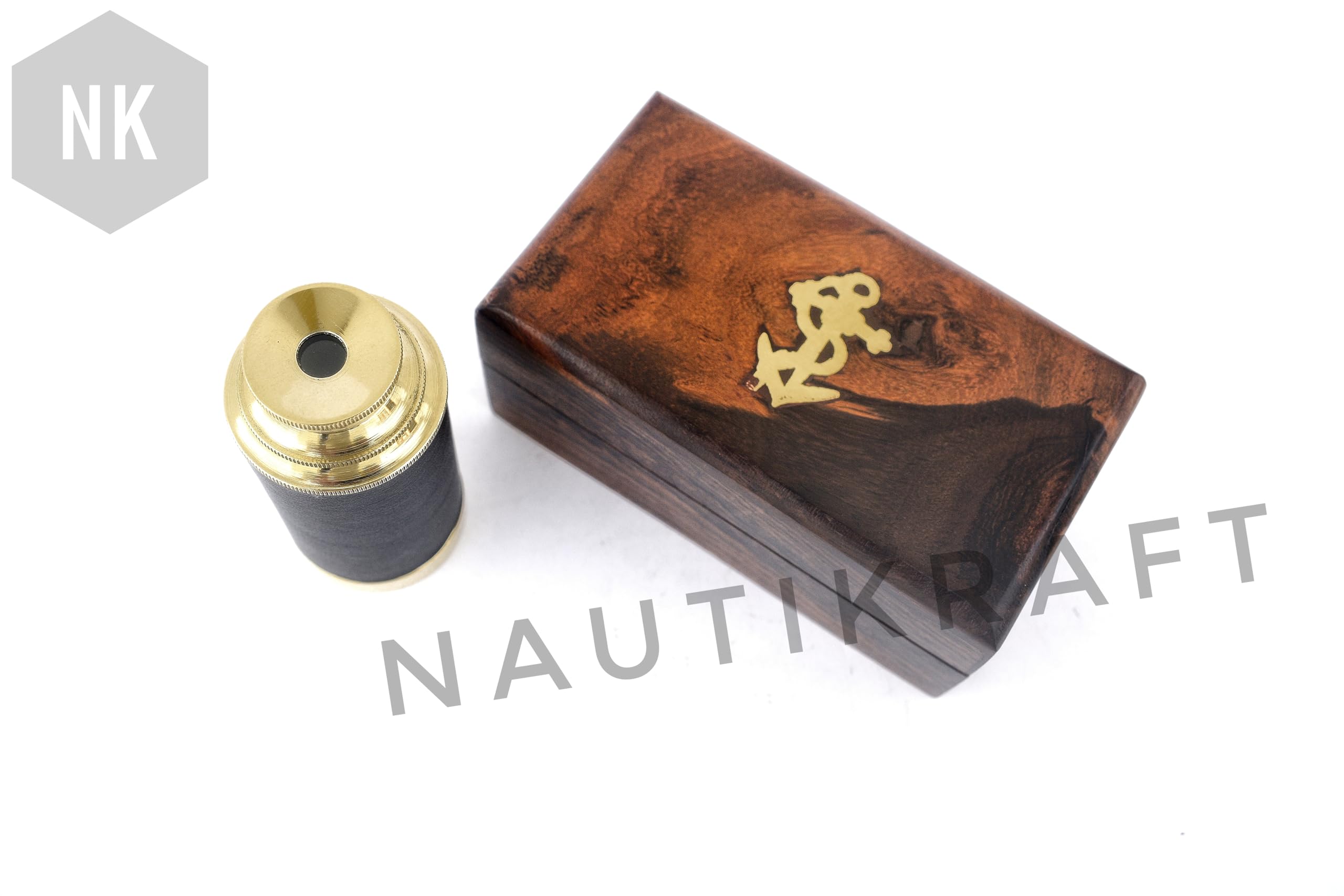 Télescope nautique en laiton de 15,2 cm avec boîte en bois fabriquée à la main | Spyglass | Navigation pirate | Article cadeau | Noir