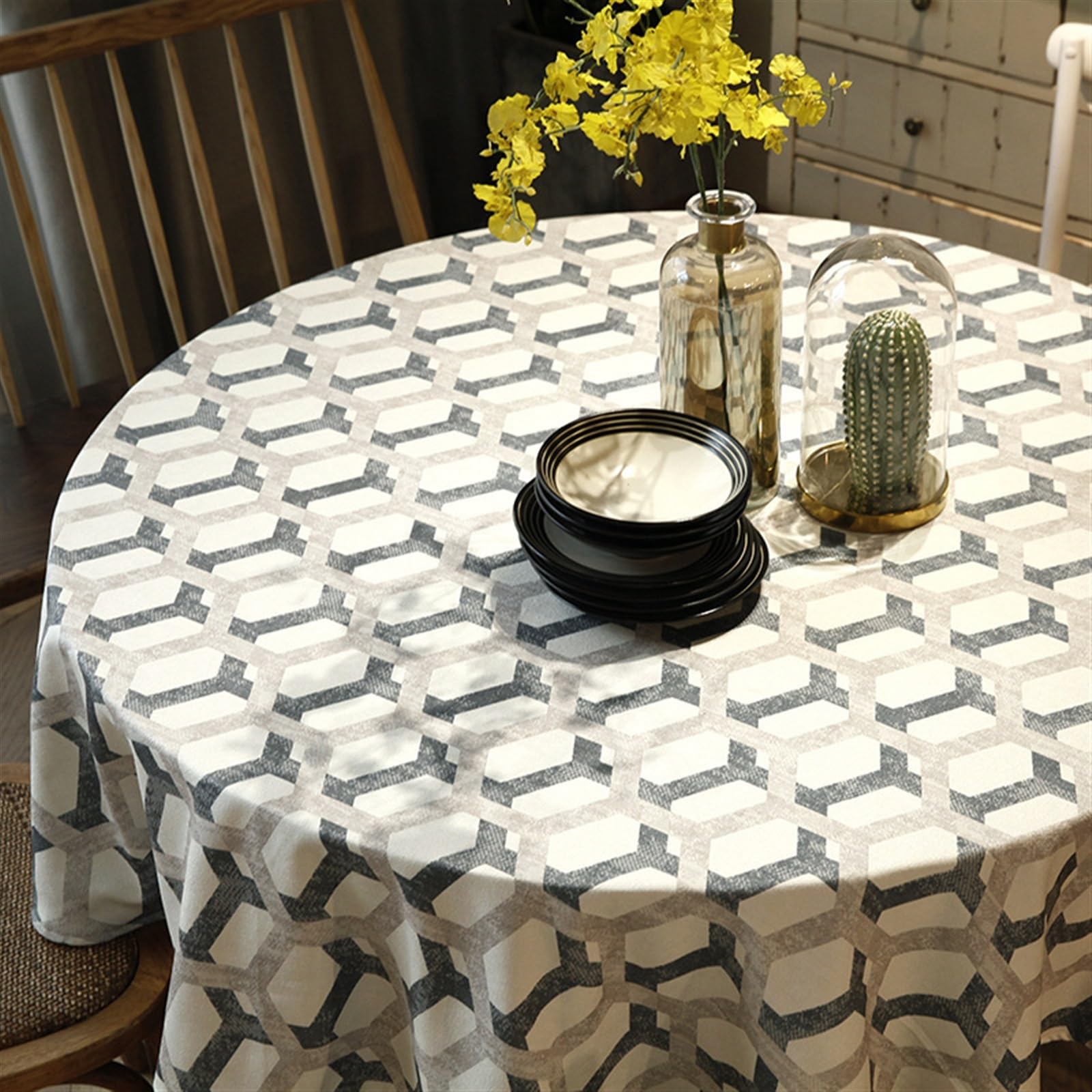 Nappe ronde en coton et lin F 160cm au design moderne minimaliste